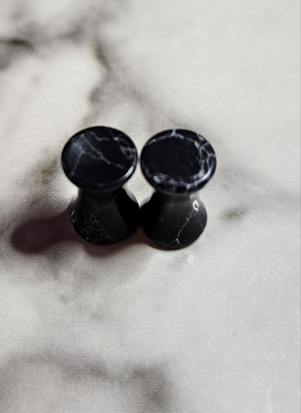 2GA-12.7mm Black Howlite Plugs Double Flared sold as pair