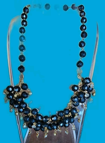 Vintage Black Beaded Necklace