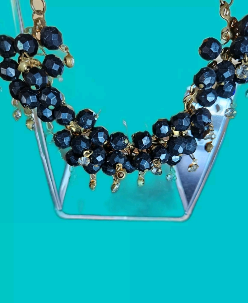 Vintage Black Beaded Necklace