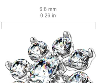 Nose Ring double tiered CZ strarburst top 316L Surgical Steel