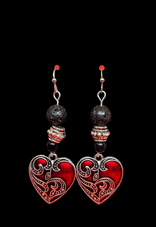 Gothic heart drop earrings