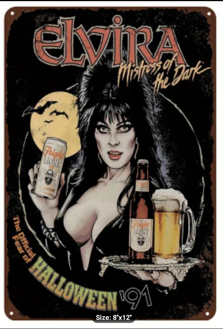 Elvira Mistress of the Dark Metal Tin Sign 8x12"