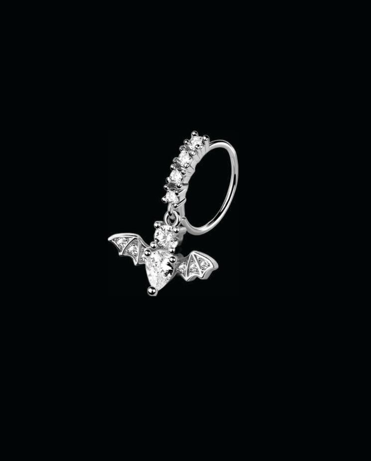 CZ Bat Nose Hoop Dangle CZ Gem