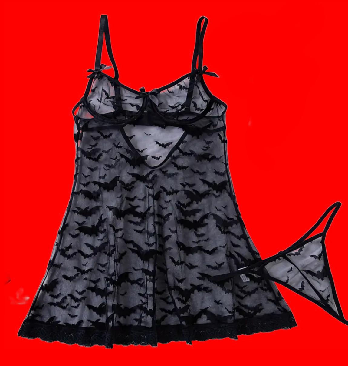 Bat Print Sleepware Set Lingerie