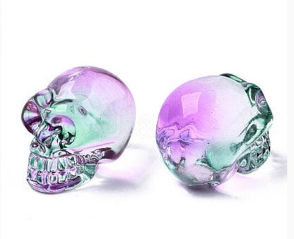 Skull Glass Decoration purple and green