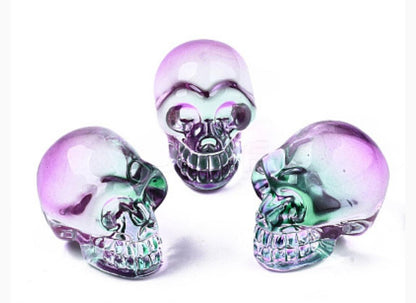 Skull Glass Decoration purple and green