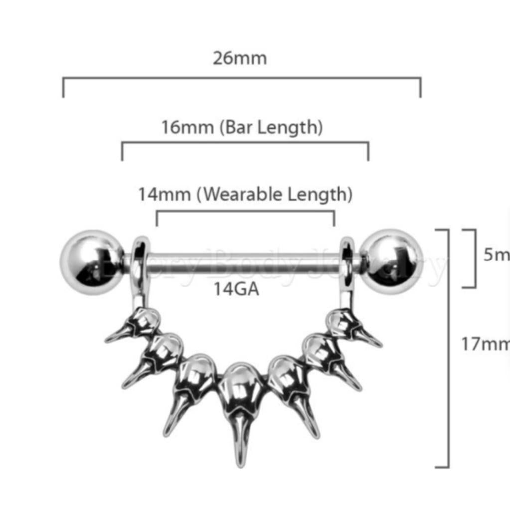 Nipple Rings with Raven Skull Design sold as pair