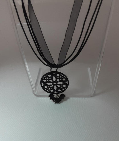 Necklace with Bat Charm Black