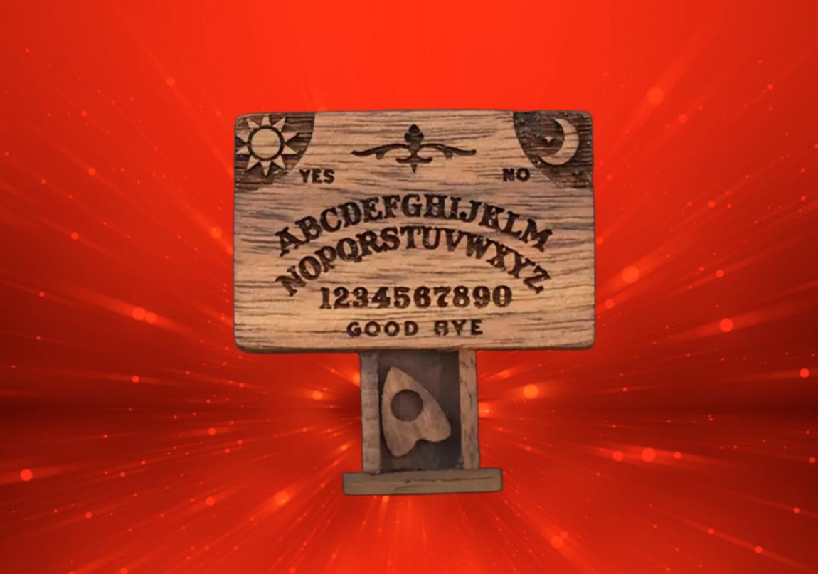 Miniature Ouija Board with planchette in drawer wooden