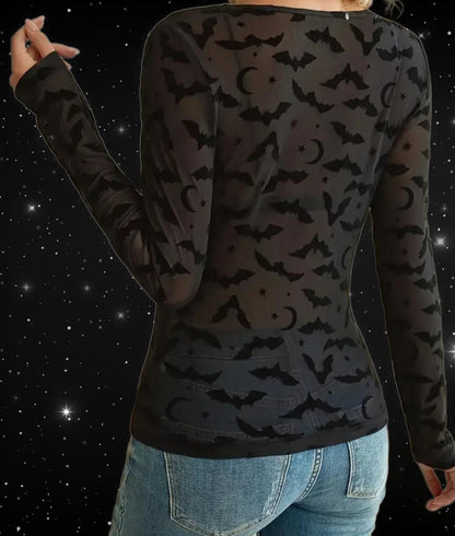 Bat Print Long Sleeve Shirt/Top