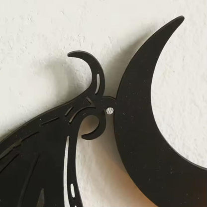Black Wooden Wall Shelf Bat Moon Floating Shelf