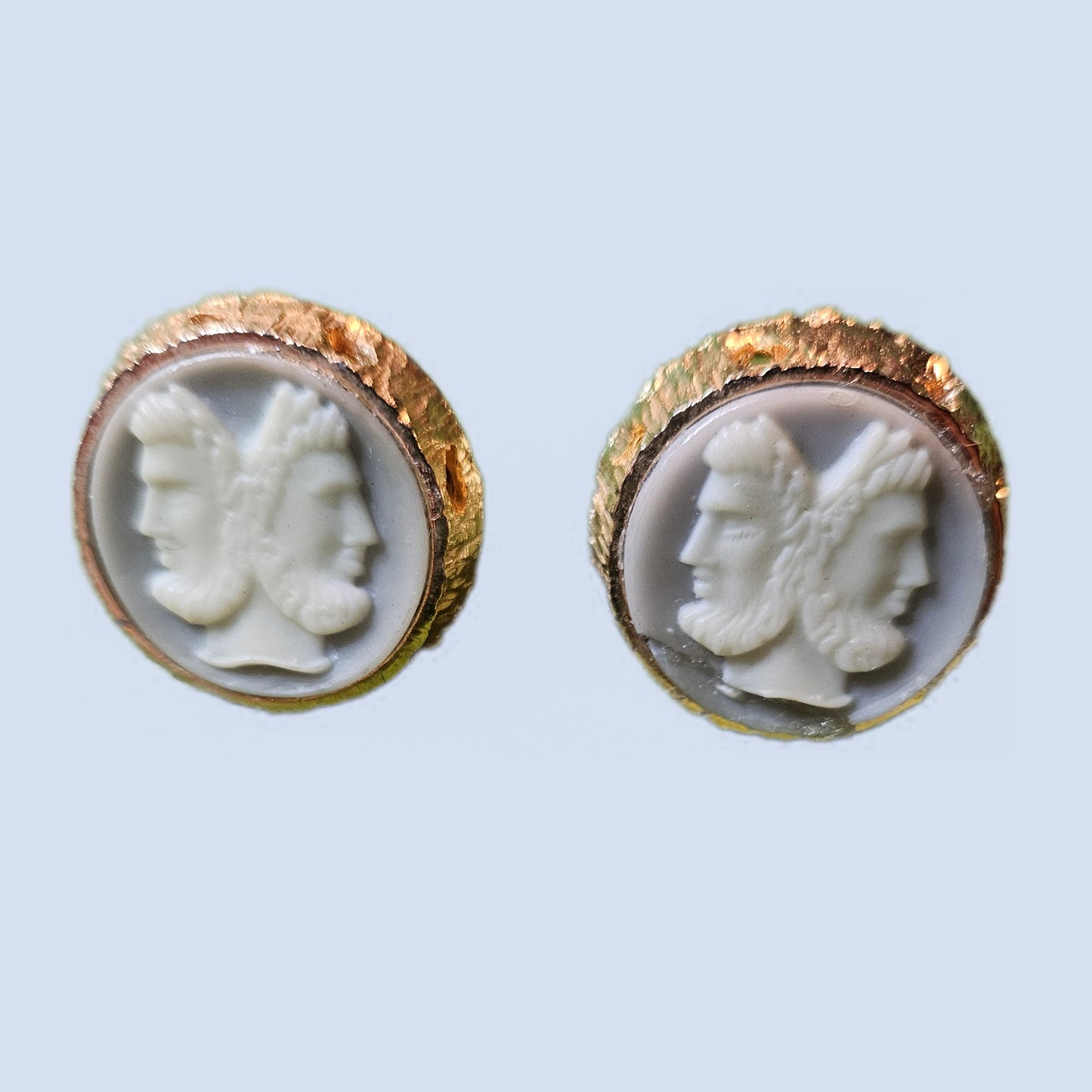 Vintage Cufflinks Double Headed Men Cameo Style Gold Tone